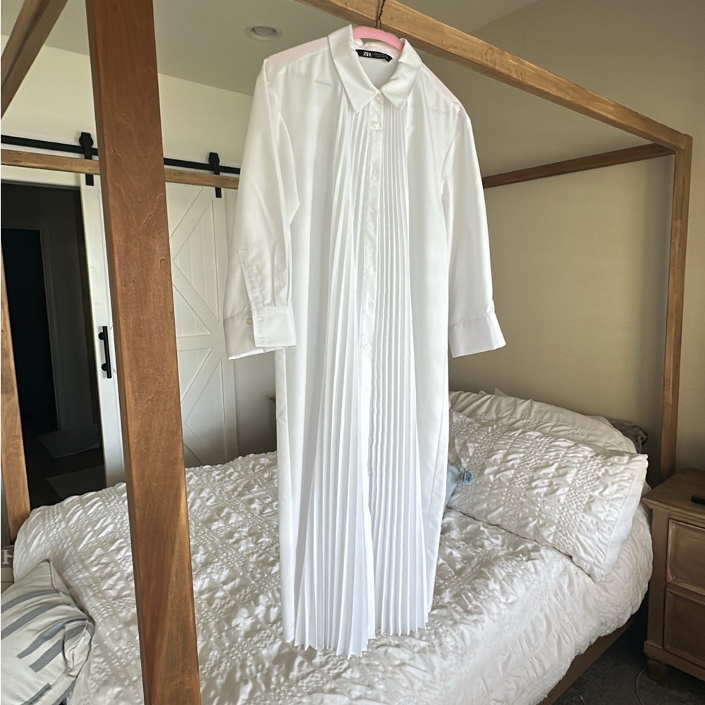 Zara White Long Sleeve Shirt/ Dress